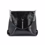 Poșetă Damă ZEA Piele Croco Lăcuită 271 Neagră